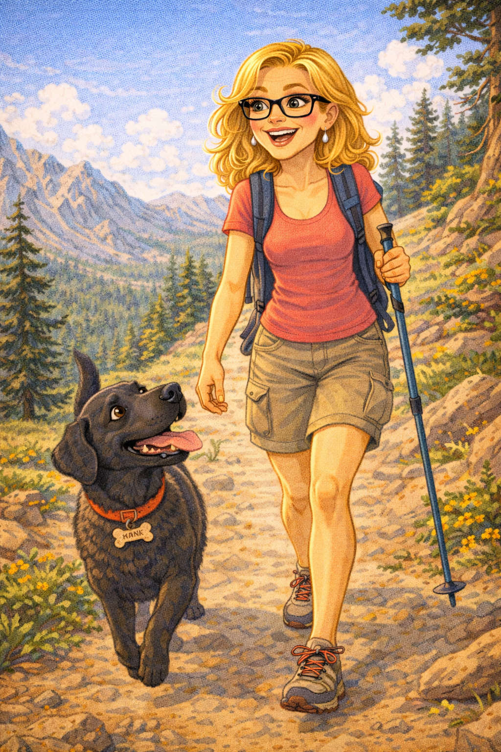 Harper walking illustration